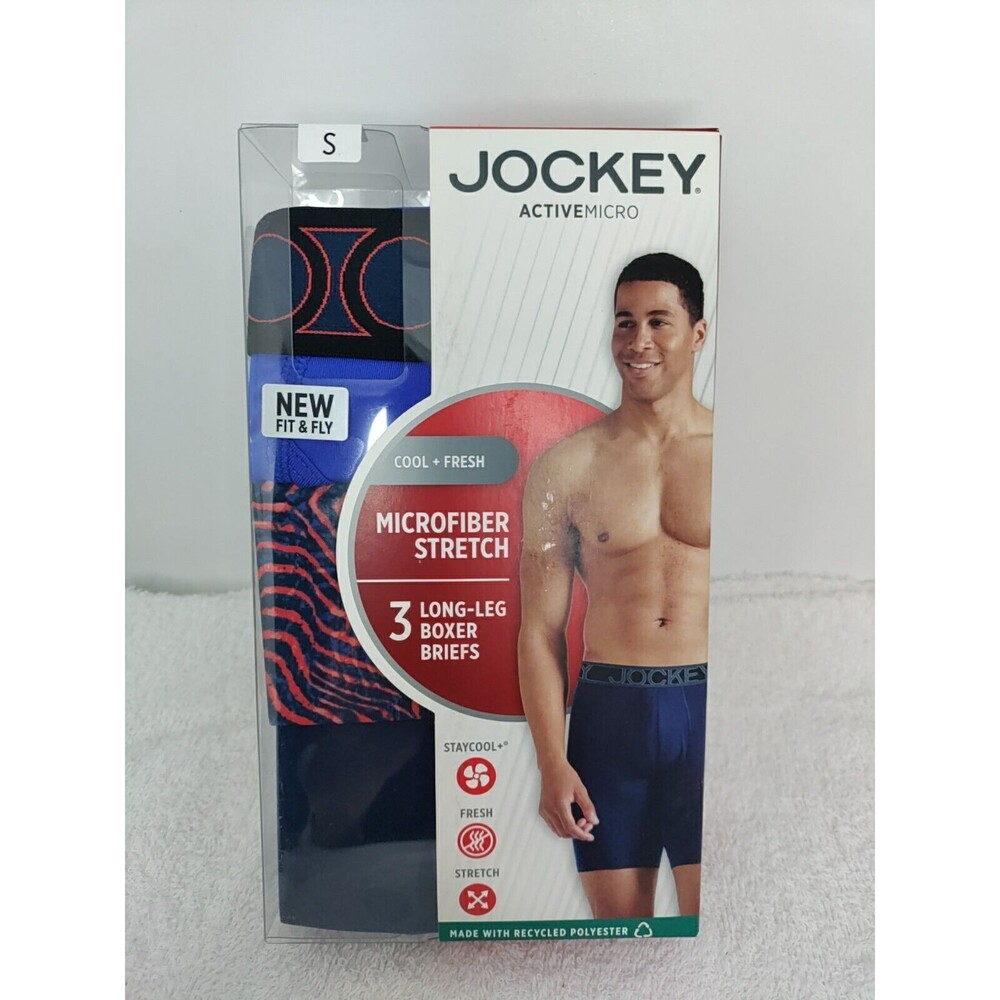 Jockey Men's 3pk Cotton Long Leg Boxer Briefe Size S 082 Box D  Mh